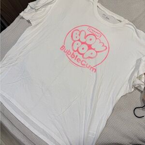 Aerie White and Pink Short Sleeve Tee with Graphic Design